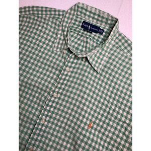 Ralph Lauren Green and White Gingham Button-Down Shirt